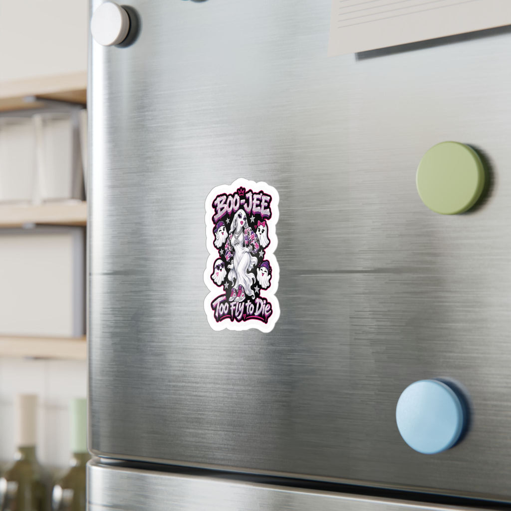 "Boo-Jee" Too Fly To  Die"  Ghost Halloween Decal Sticker- Keep'n It Real
