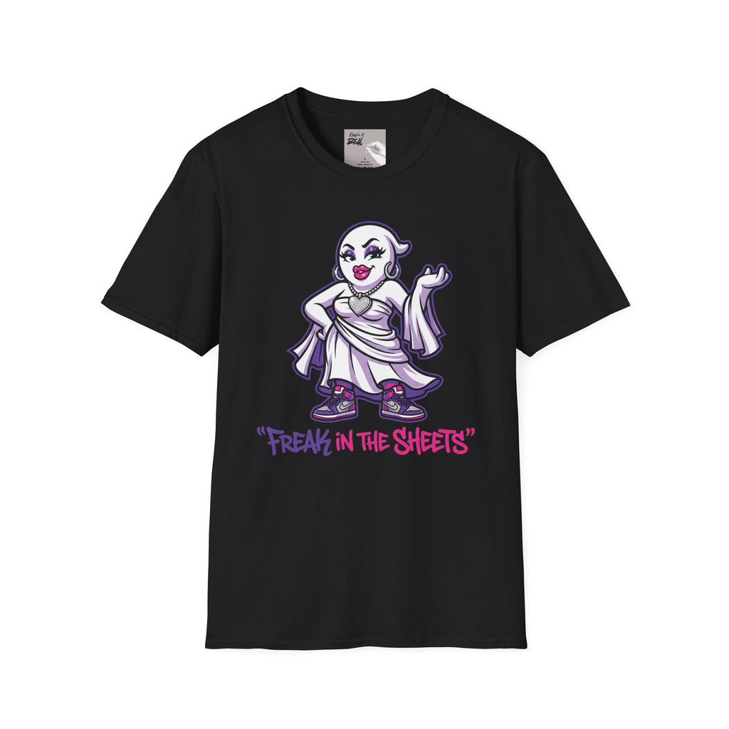 Freak In The Sheets Girl Ghost Halloween Tee | Keep’n It Real
