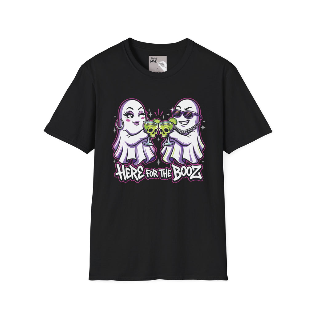 Here for the Booz | Ghost Happy Hour Halloween Tee | Keep’n It Real