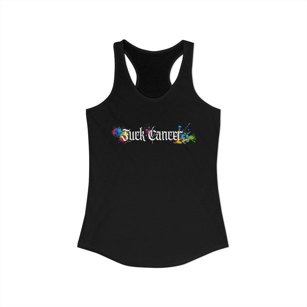 "Fuck Cancer" Paint Splatter Goth Lettering Racerback Tank
