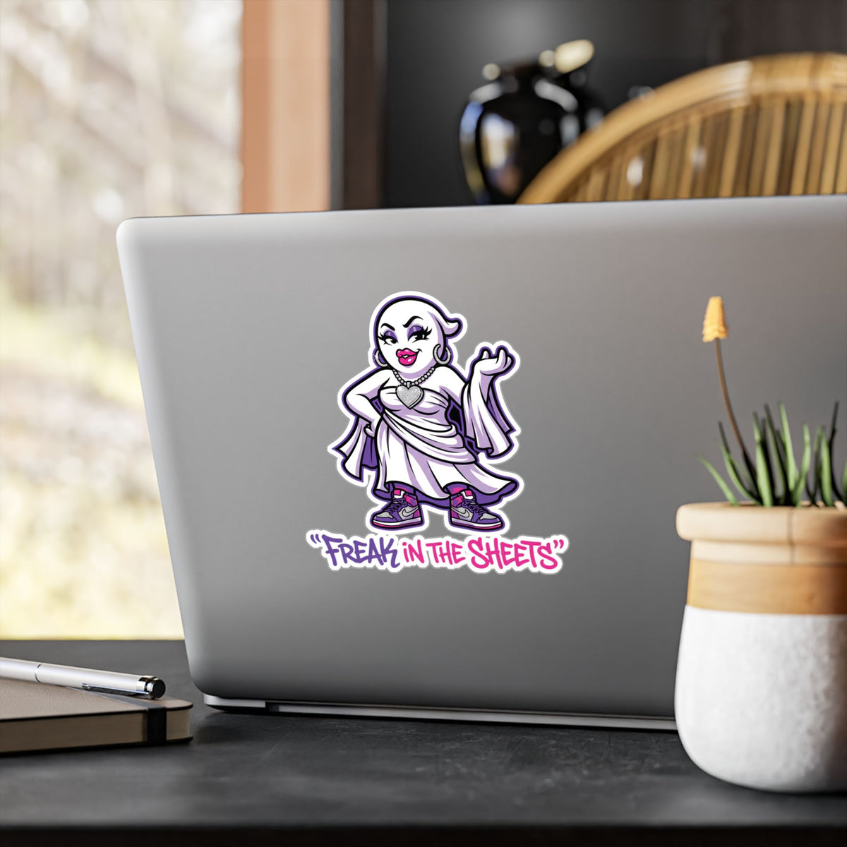 Freak In The Sheets Ghost Halloween Decal Sticker- Keep'n It Real