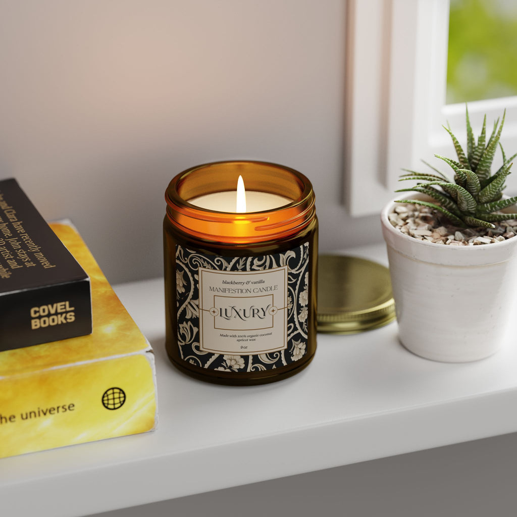 Luxury Manifestation Candle, Blackberry & Vanilla Scented Candles, Coconut Apricot Wax (4oz, 9oz)