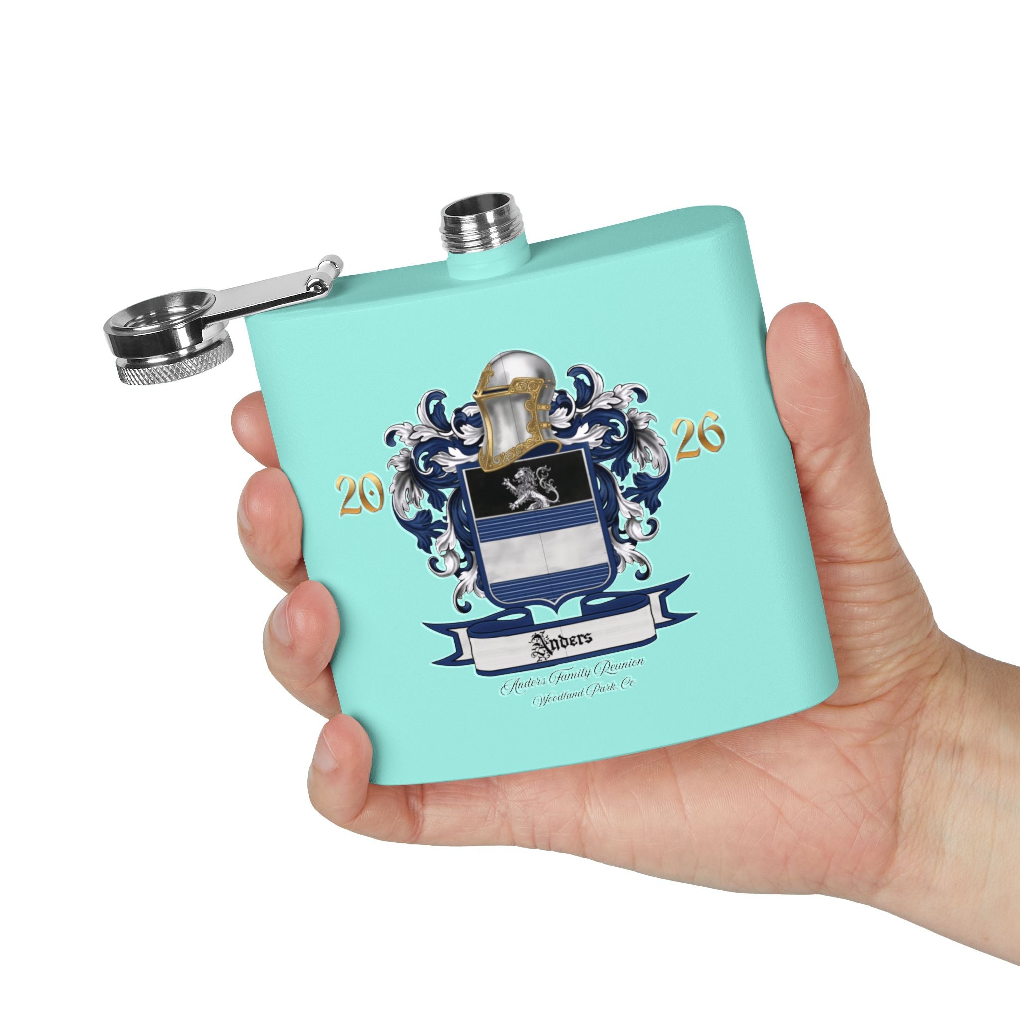 Anders Family Crest Stainless Steel Flask 6oz