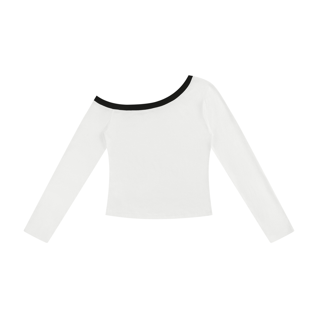 Queen with crown drip Women’s Color Block Off-the-Shoulder T-Shirt