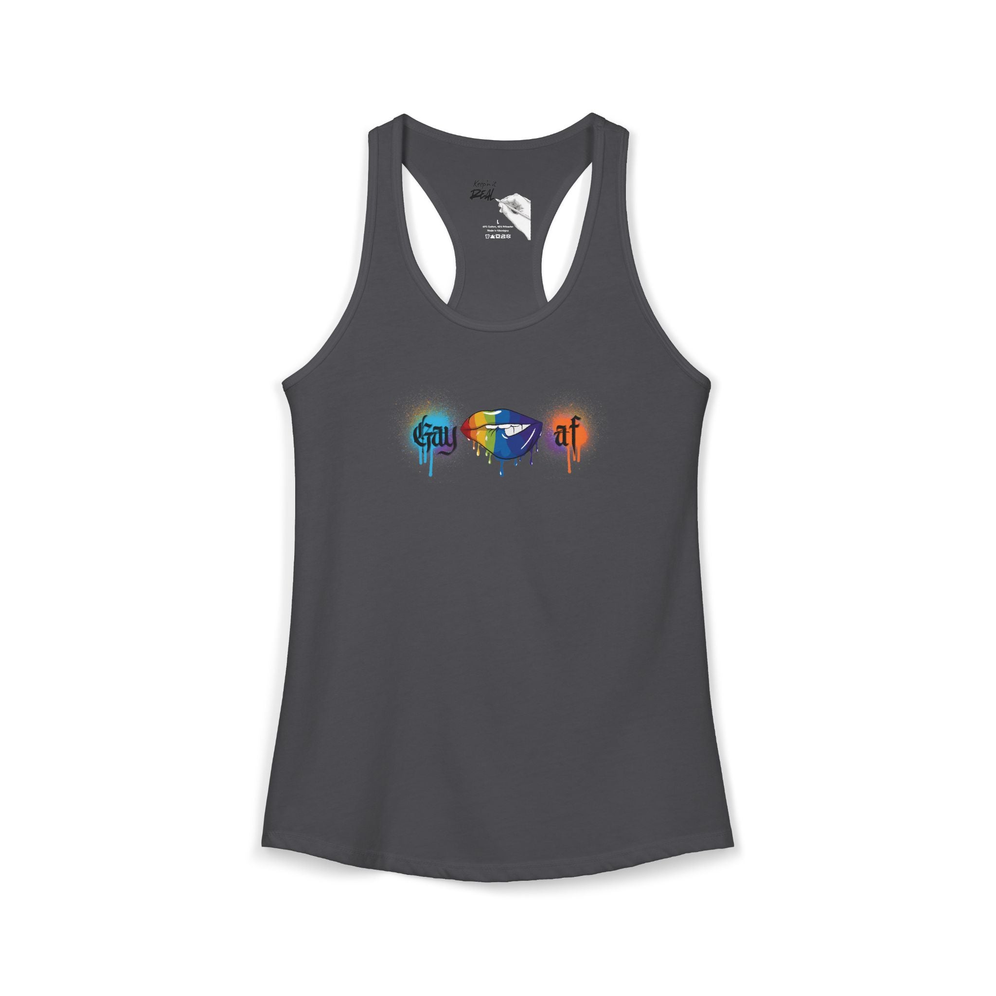 "Gay AF" Paint Splatter Goth Lettering Racerback Tank