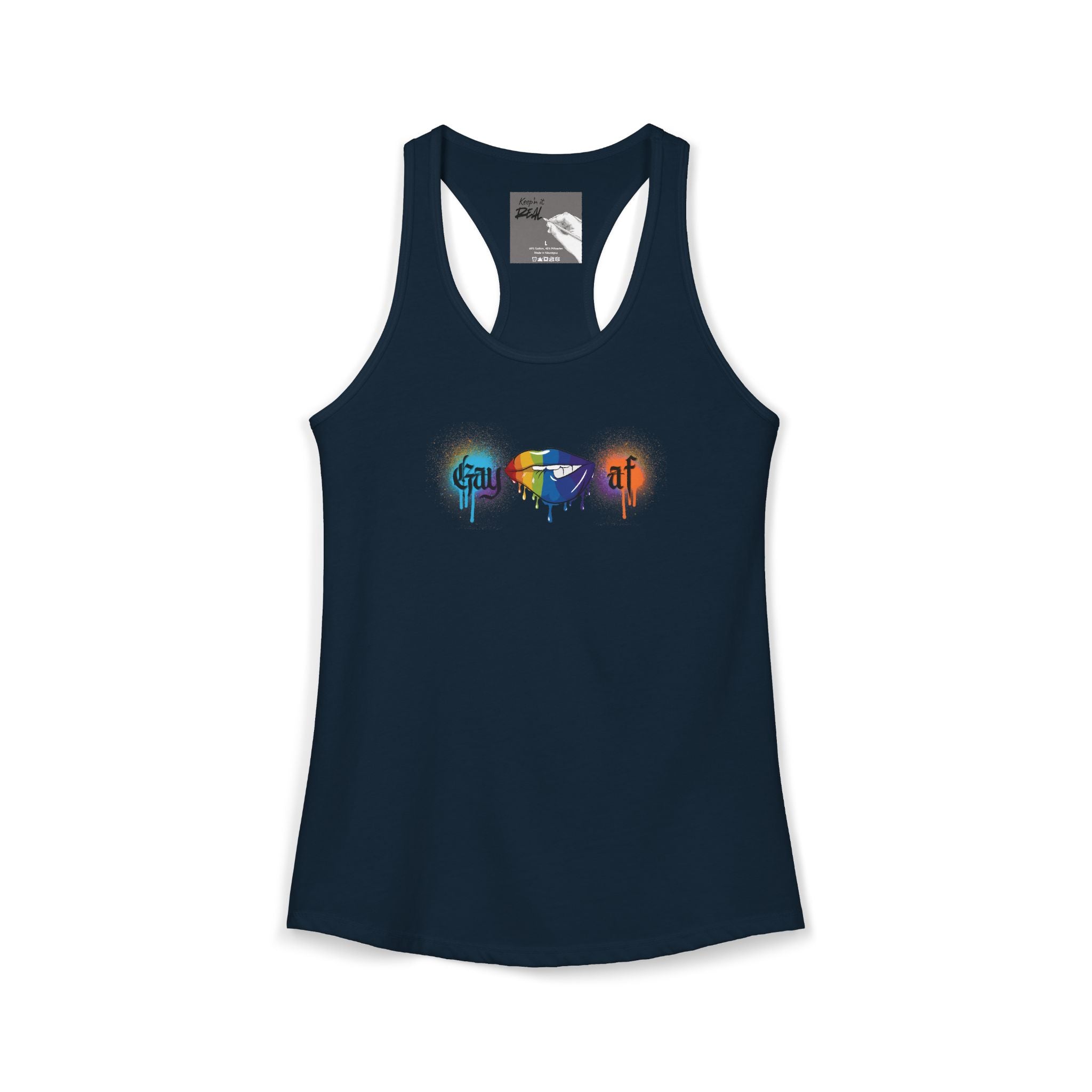 "Gay AF" Paint Splatter Goth Lettering Racerback Tank