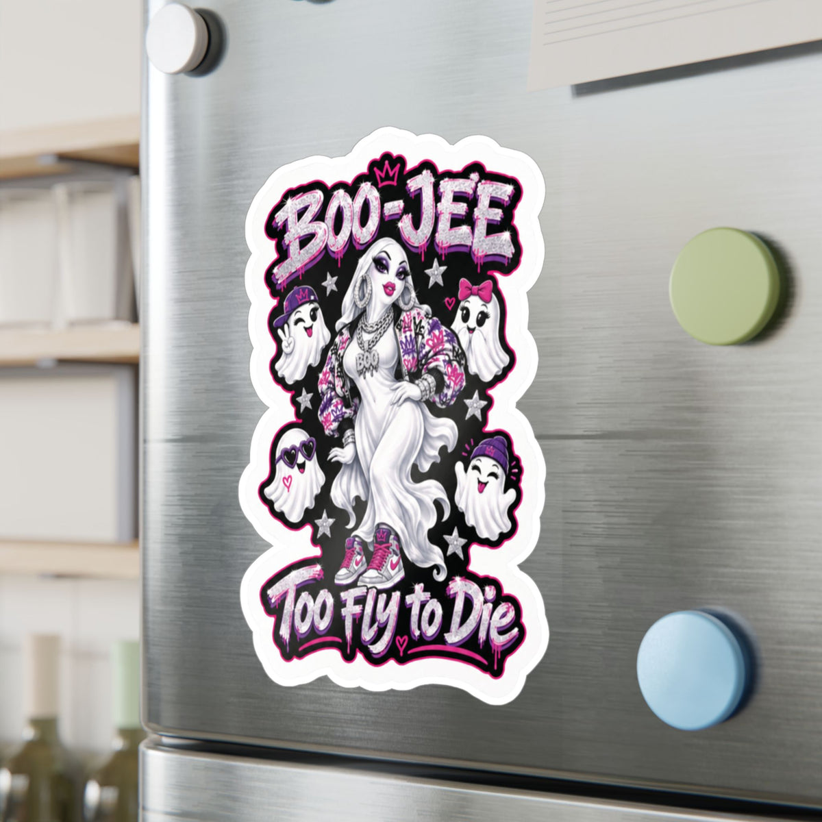 "Boo-Jee" Too Fly To  Die"  Ghost Halloween Decal Sticker- Keep'n It Real