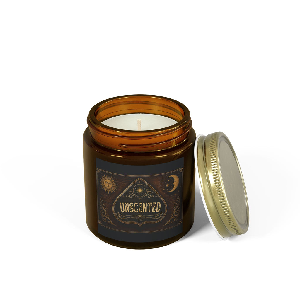 Unscented Coconut-Apricot Wax Candle — Ouija-Inspired Halloween Vibe (4oz & 9oz)