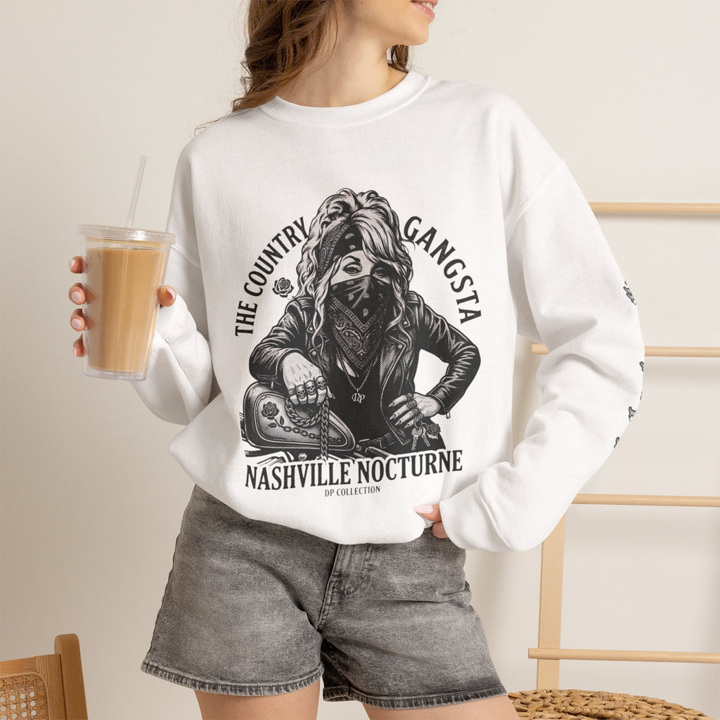D.P. Nashville Nocturne Crewneck Sweatshirt — The Country Gangster Graphic Biker Pullover