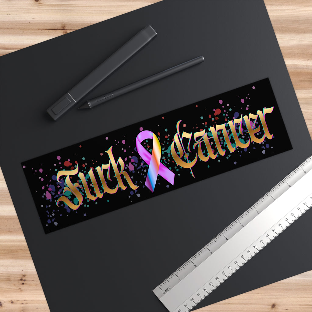 “Fuck Cancer” Colorful Awareness Ribbon Decal  Bumper Sticker