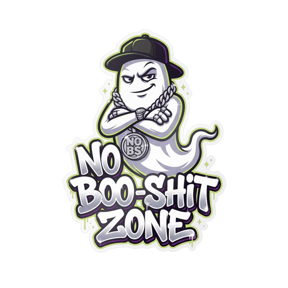 No Boo-Shit Zone Ghost Halloween Decal Sticker- Keep'n It Real