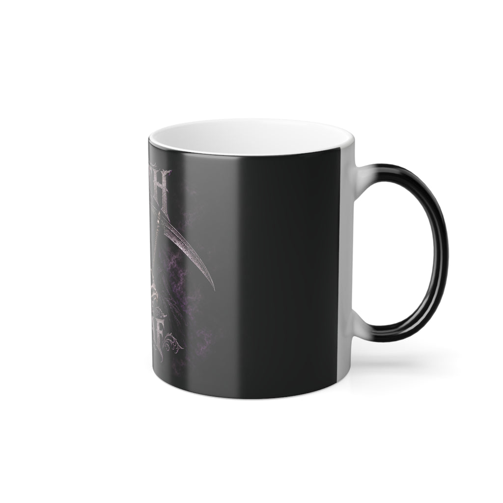 Death Before Decaf -Grim Reaper Color Changing Mug — 11oz Heat-Reactive Halloween Coffee Cup | Keep'n it Real