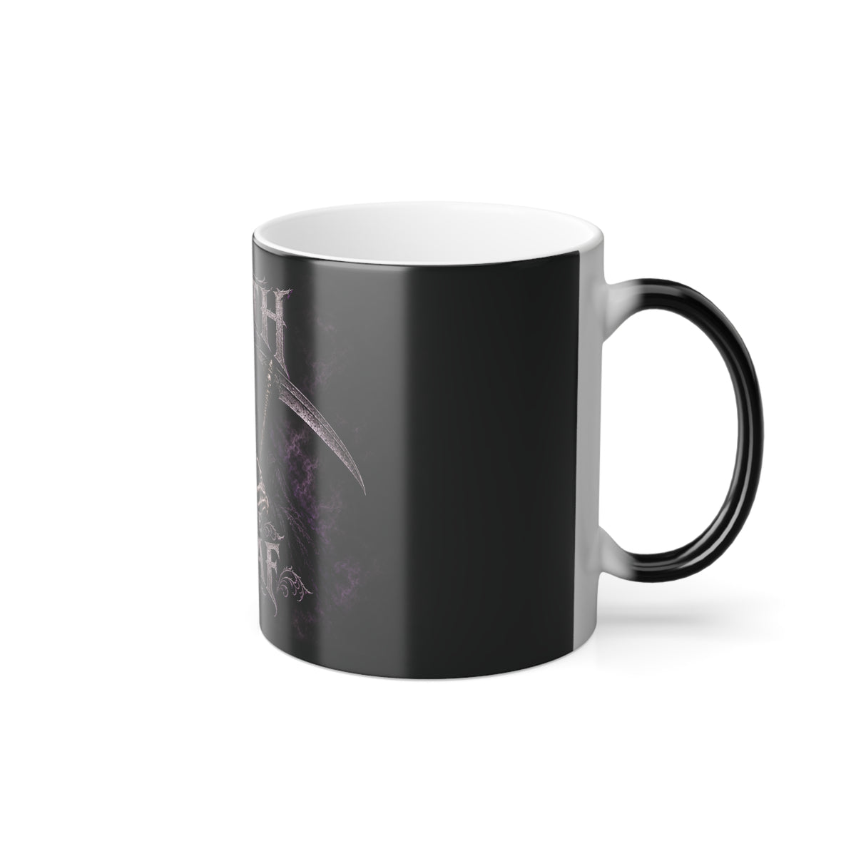 Death Before Decaf -Grim Reaper Color Changing Mug — 11oz Heat-Reactive Halloween Coffee Cup | Keep'n it Real