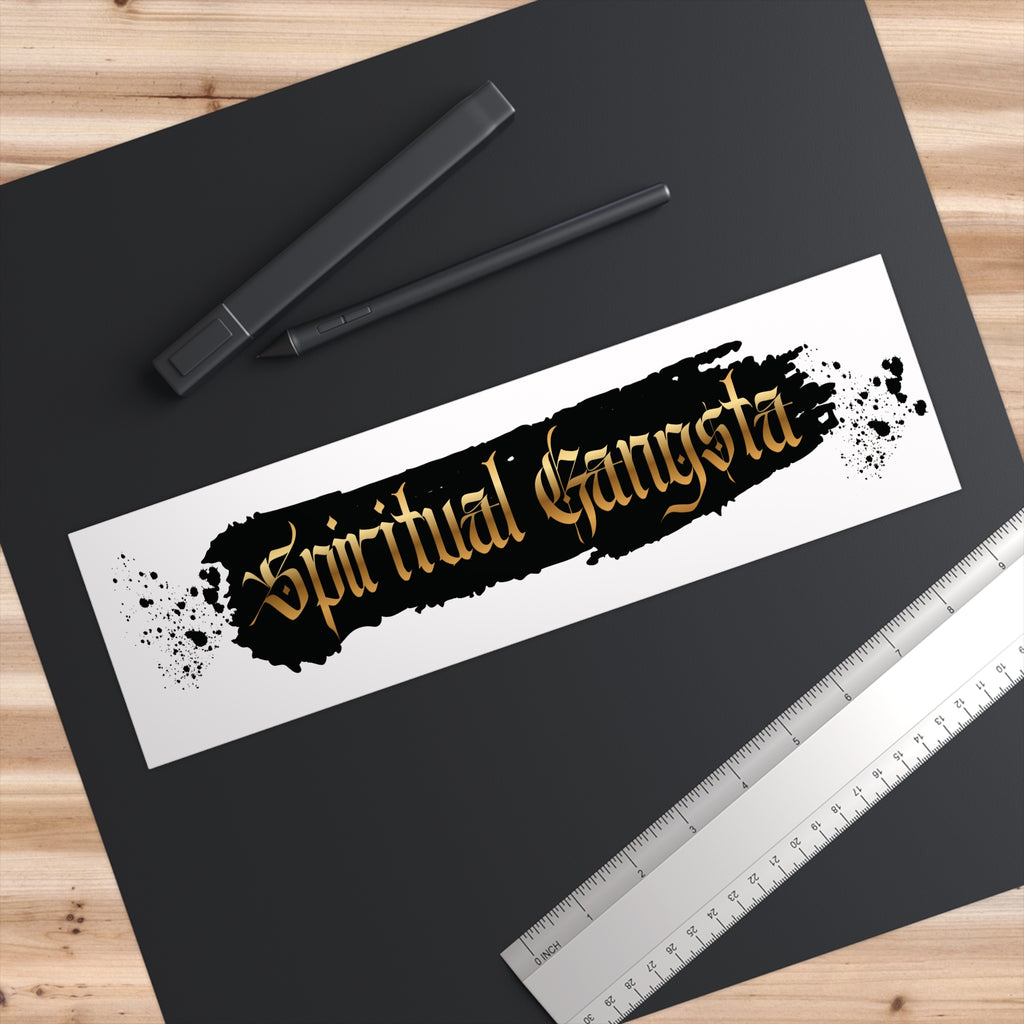 Spiritual Gangsta Bumper Sticker – Bold Black & Gold  bumper sticker
