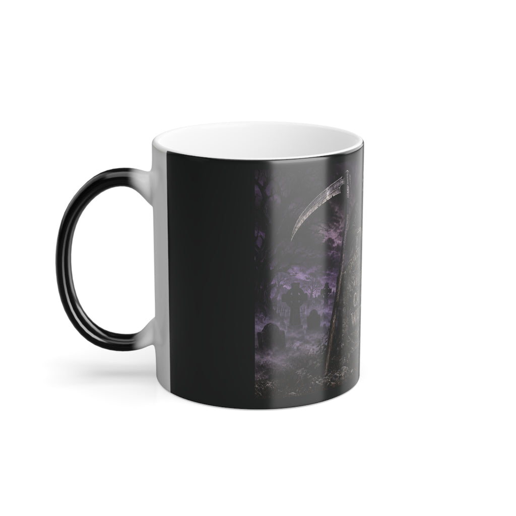 Souls Can Wait -Grim Reaper Color Changing Mug — 11oz Heat-Reactive Halloween Coffee Cup | Keep'n it Real
