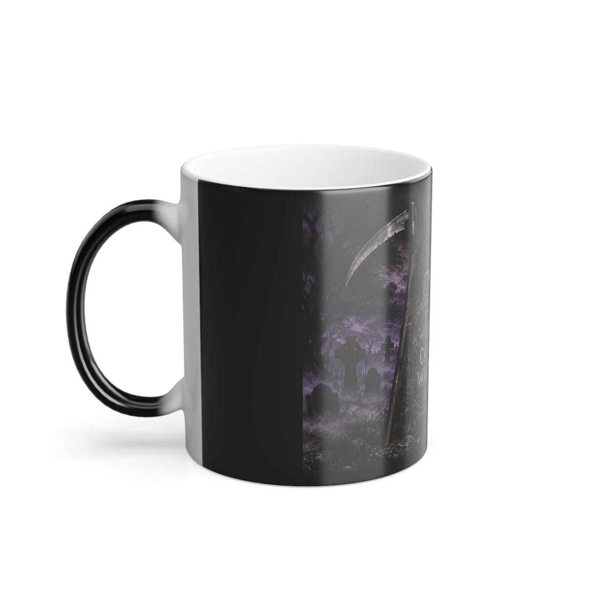 Souls Can Wait -Grim Reaper Color Changing Mug — 11oz Heat-Reactive Halloween Coffee Cup | Keep'n it Real