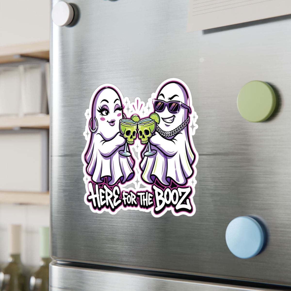Here for the Booz Ghost Halloween Decal Sticker- Keep'n It Real