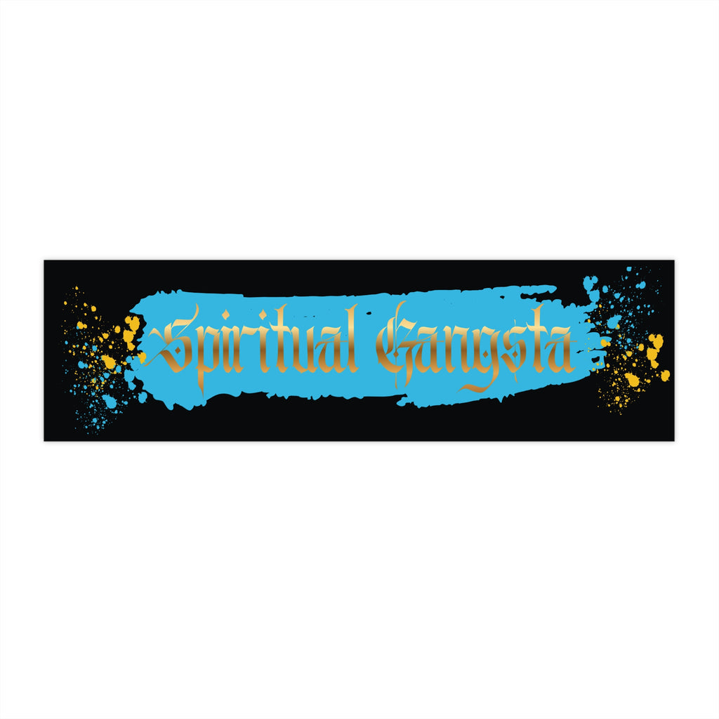 Spiritual Gangsta Bumper Sticker – Bold Blue & Gold Meditation Decal