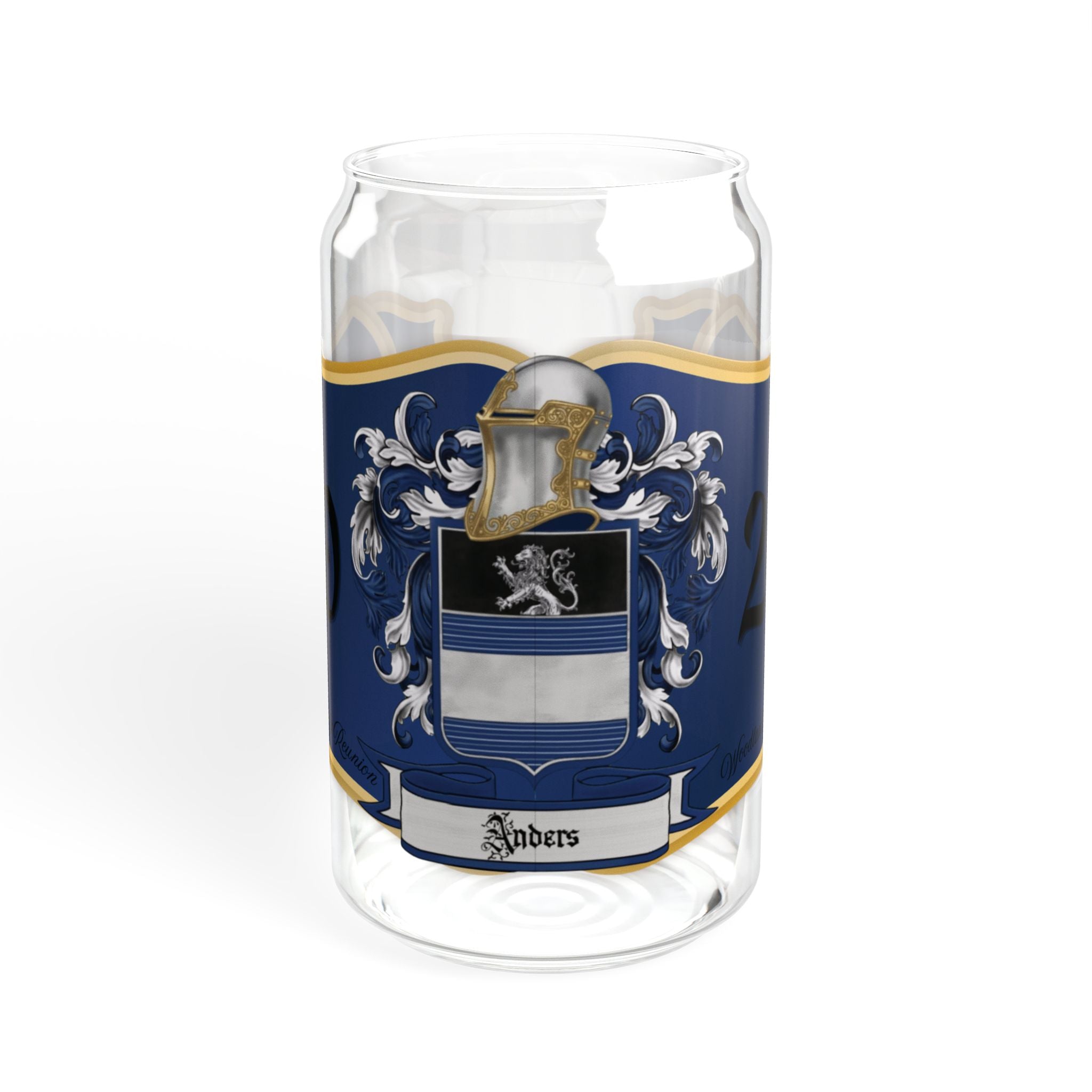 Anders Family Crest 16oz Glass Sipper with Bamboo Lid
