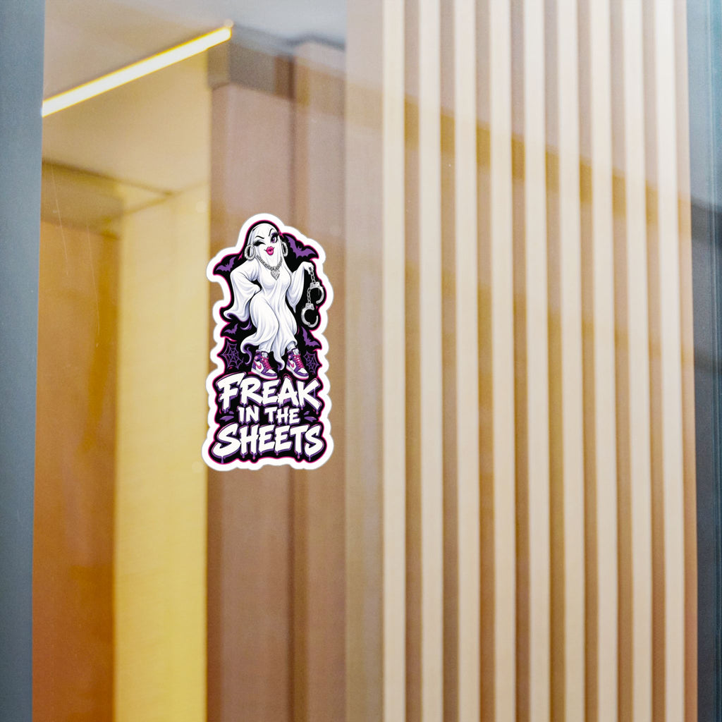Freak In The Sheets Ghost With Handcuffs Halloween  Decal Sticker- Keep'n It Real