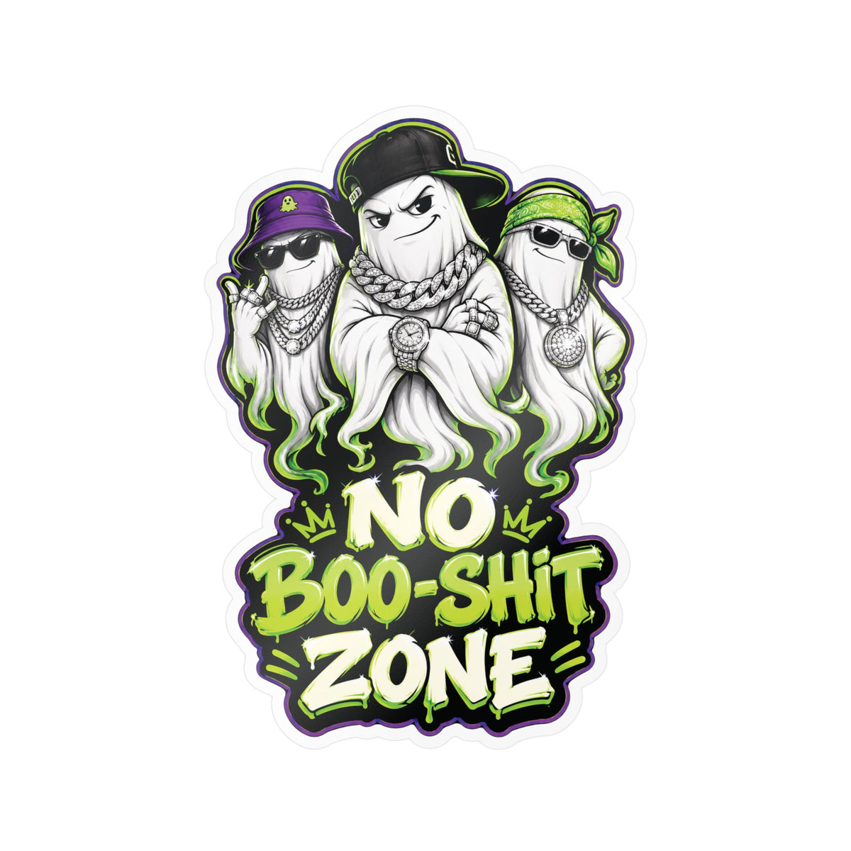 No Boo-Shit Zone Ghost Homiez Halloween Decal Sticker- Keep'n It Real