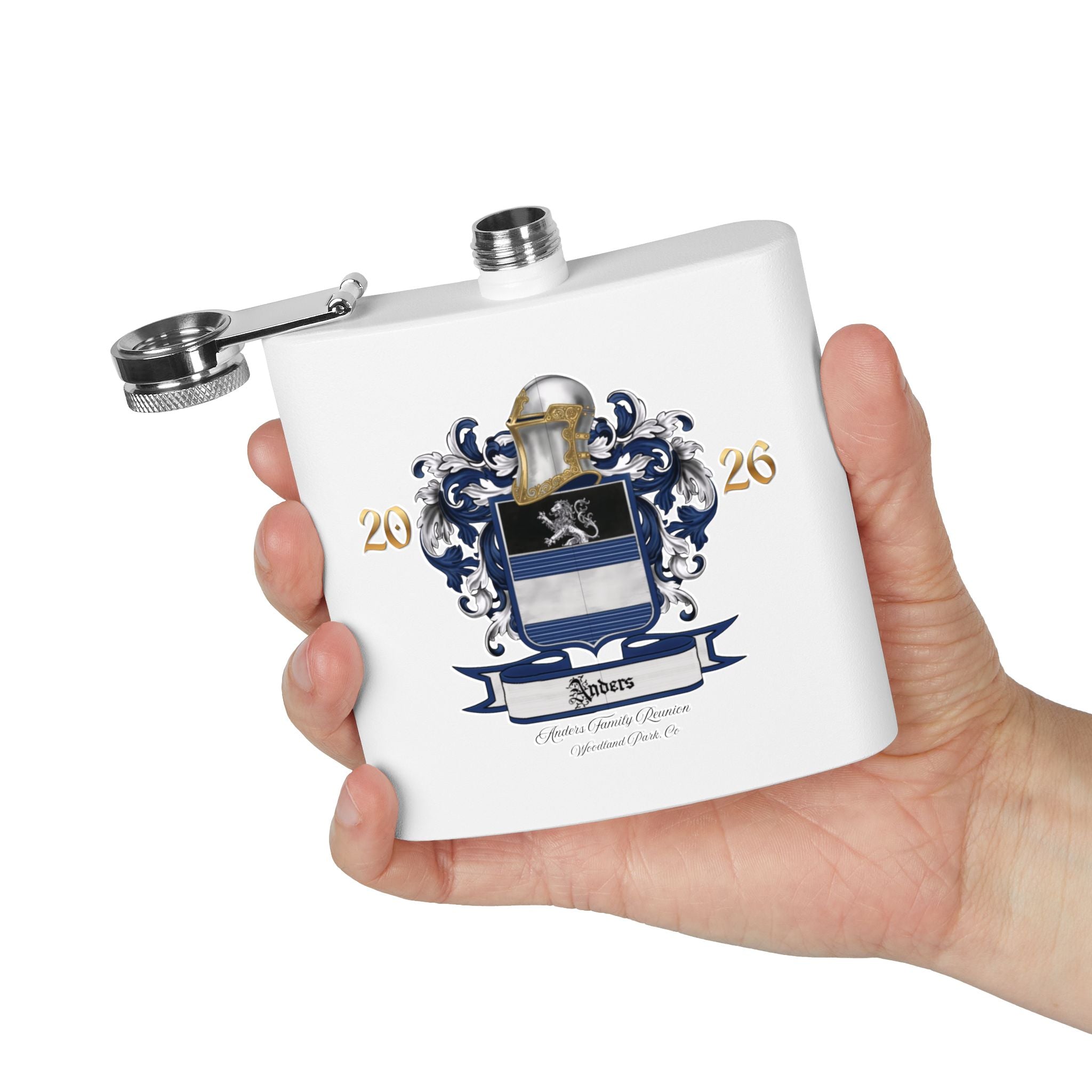 Anders Family Crest Stainless Steel Flask 6oz