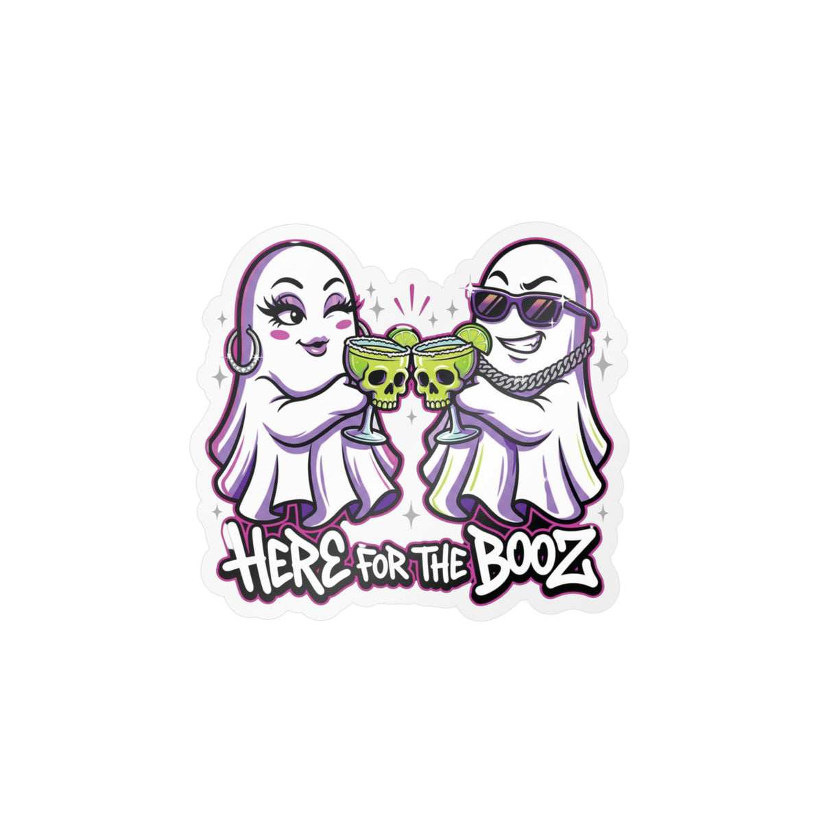 Here for the Booz Ghost Halloween Decal Sticker- Keep'n It Real