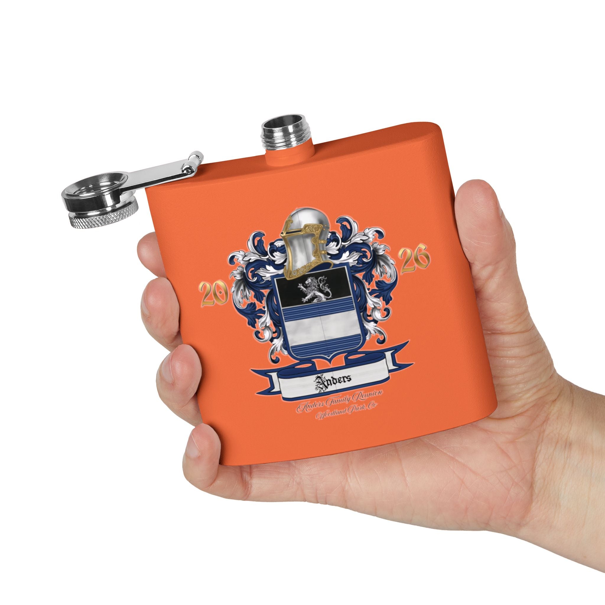 Anders Family Crest Stainless Steel Flask 6oz