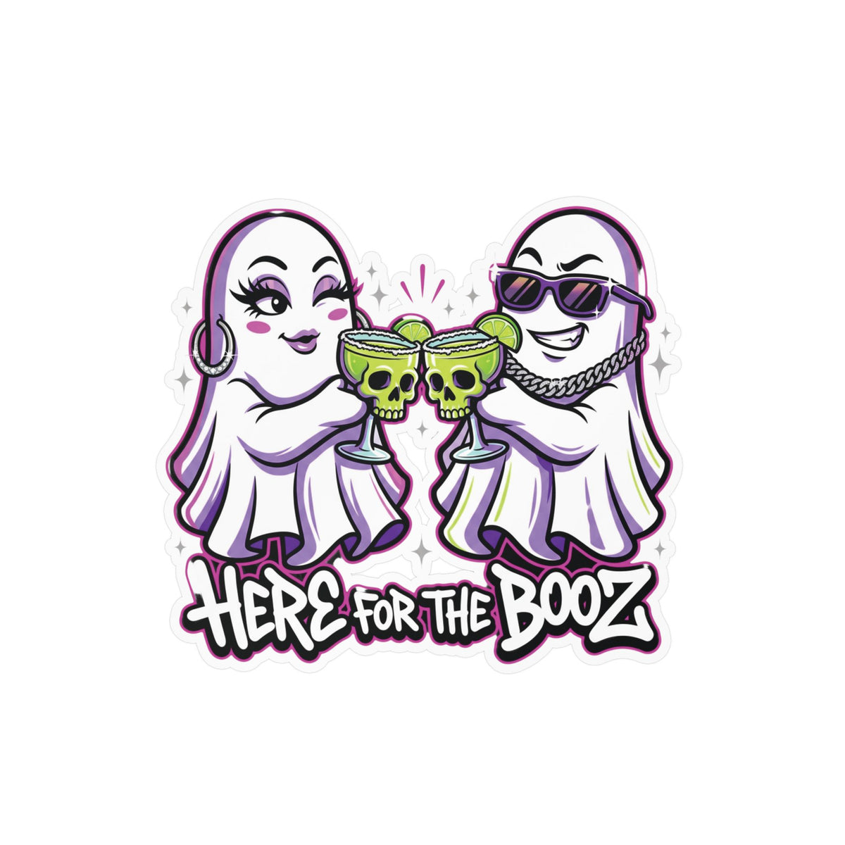 Here for the Booz Ghost Halloween Decal Sticker- Keep'n It Real