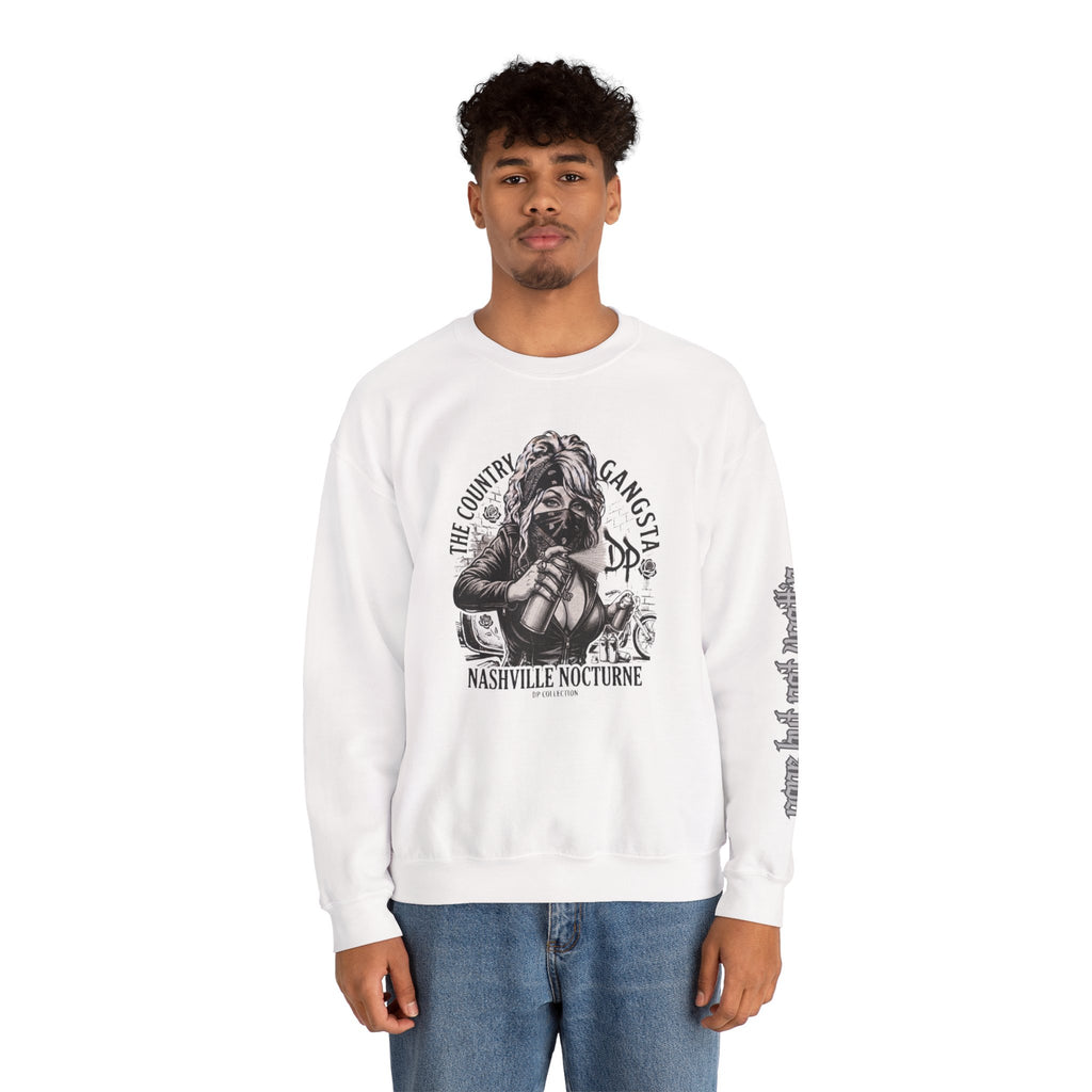 D.P. Nashville Nocturne Crewneck Sweatshirt — The Country Gangster Graphic Spray Painting Pullover