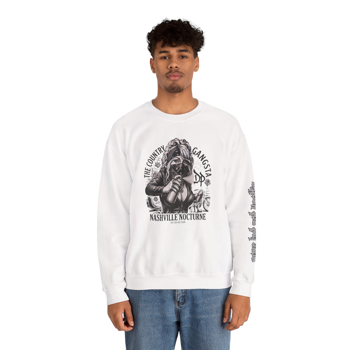 D.P. Nashville Nocturne Crewneck Sweatshirt — The Country Gangster Graphic Spray Painting Pullover