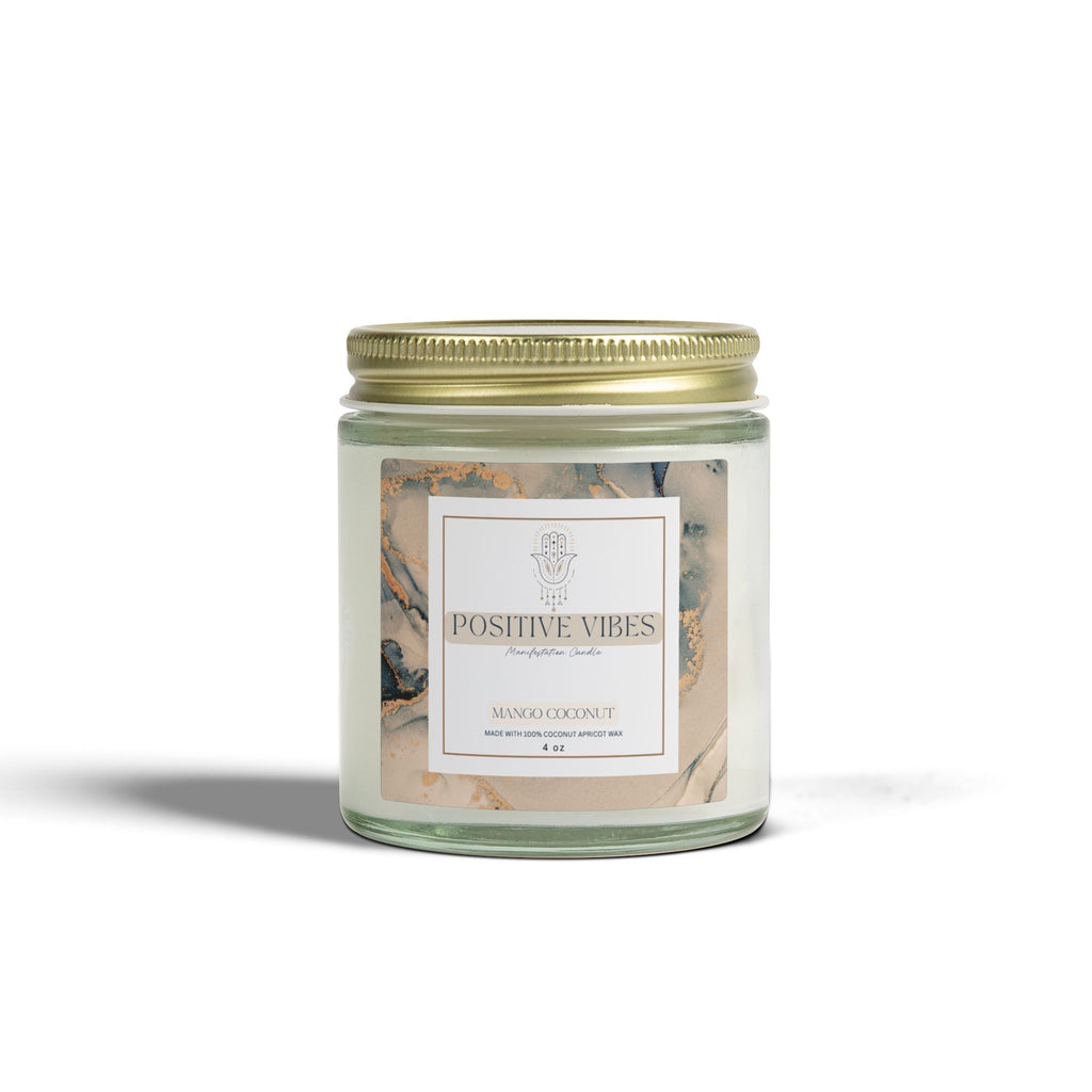 Positive Vibes Manifestation Candle, Mango Coconut Scented Candles, Coconut Apricot Wax (4oz, 9oz)
