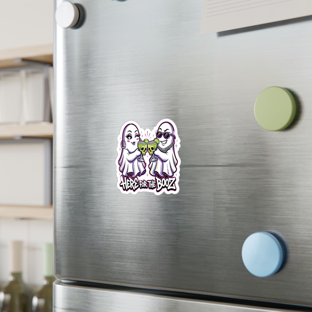 Here for the Booz Ghost Halloween Decal Sticker- Keep'n It Real