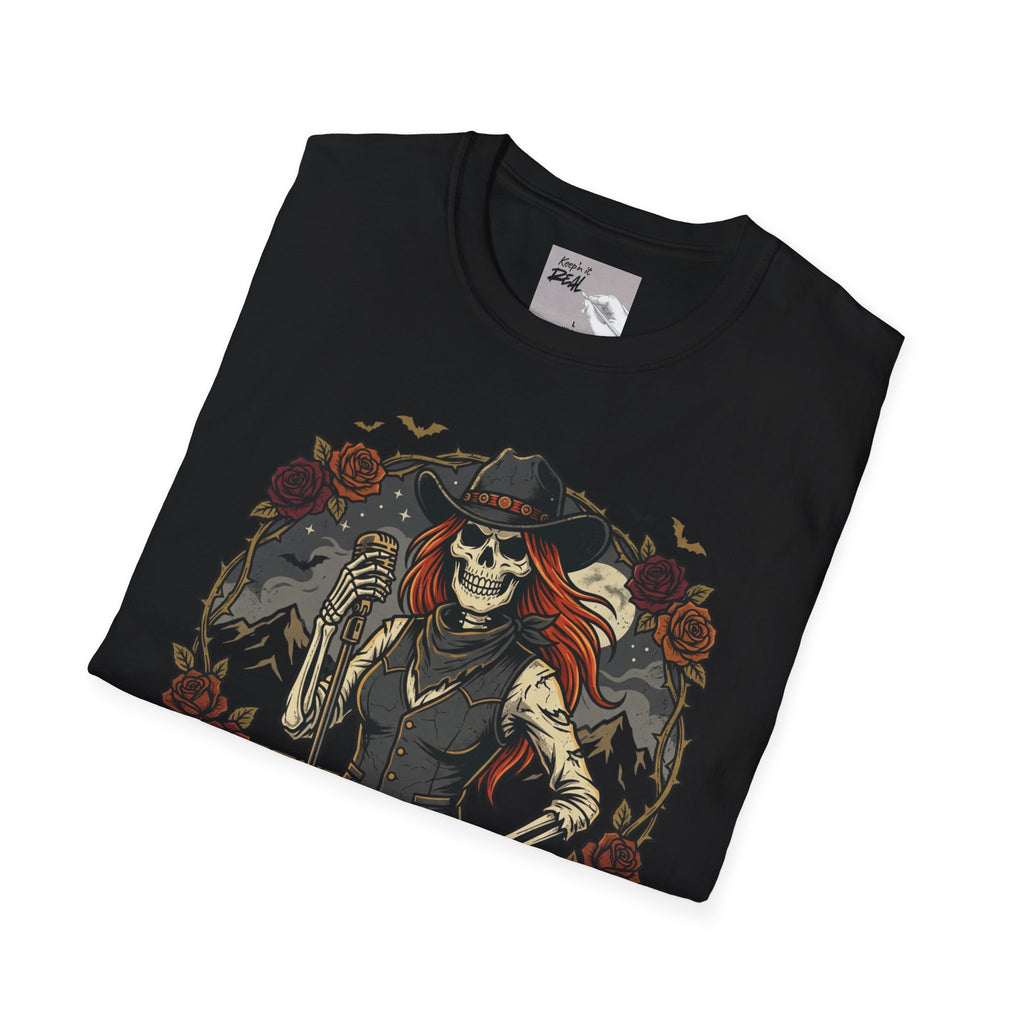 No Rest for the Redhead Skeleton Singer Halloween Tee | Keep’n It Real