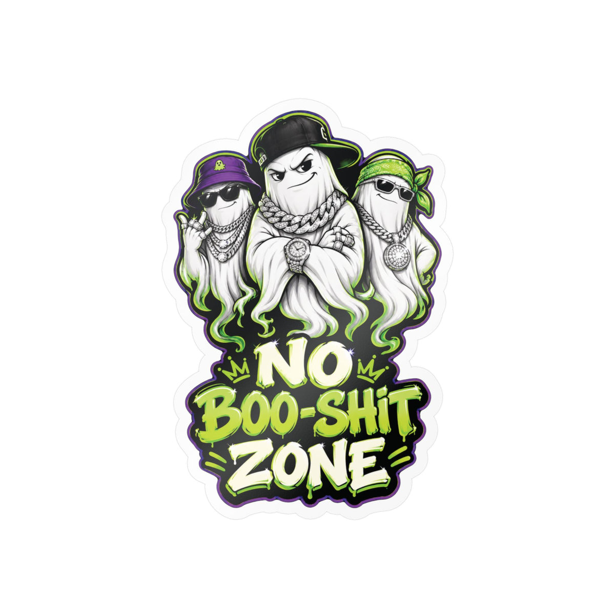 No Boo-Shit Zone Ghost Homiez Halloween Decal Sticker- Keep'n It Real