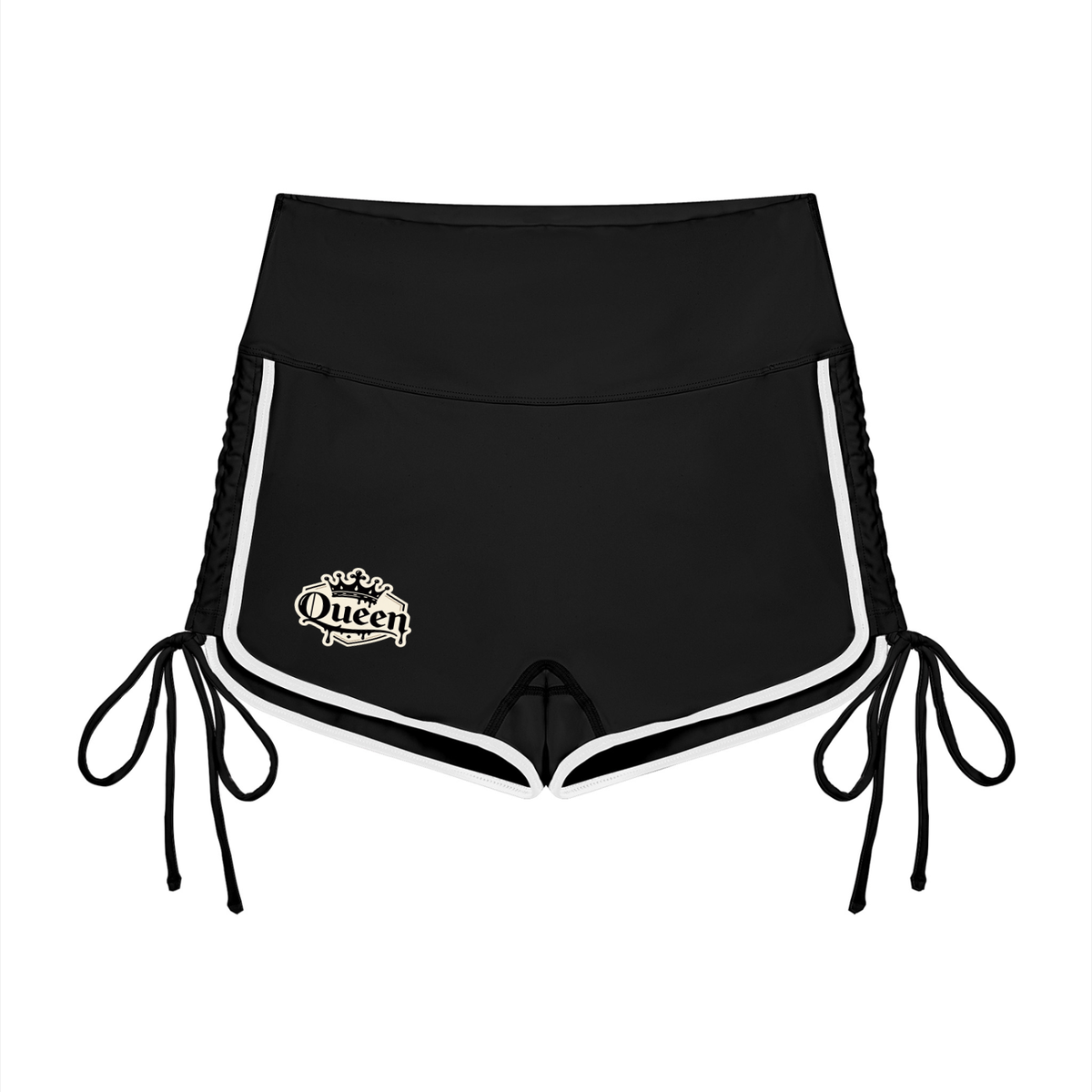 Queen with Crown Drip Women’s Color Block High Waisted Yoga Shorts