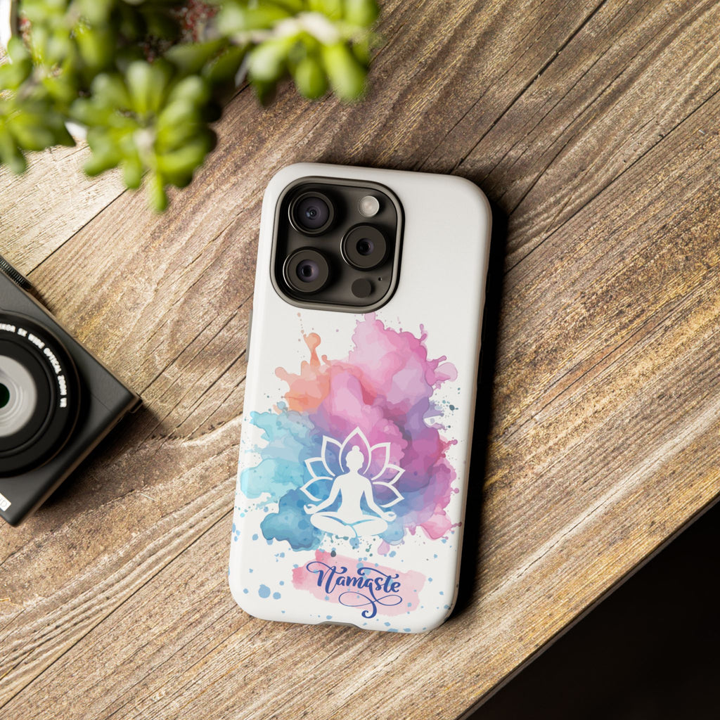 Yoga Namaste Phone Case - Watercolor Lotus Tough Case