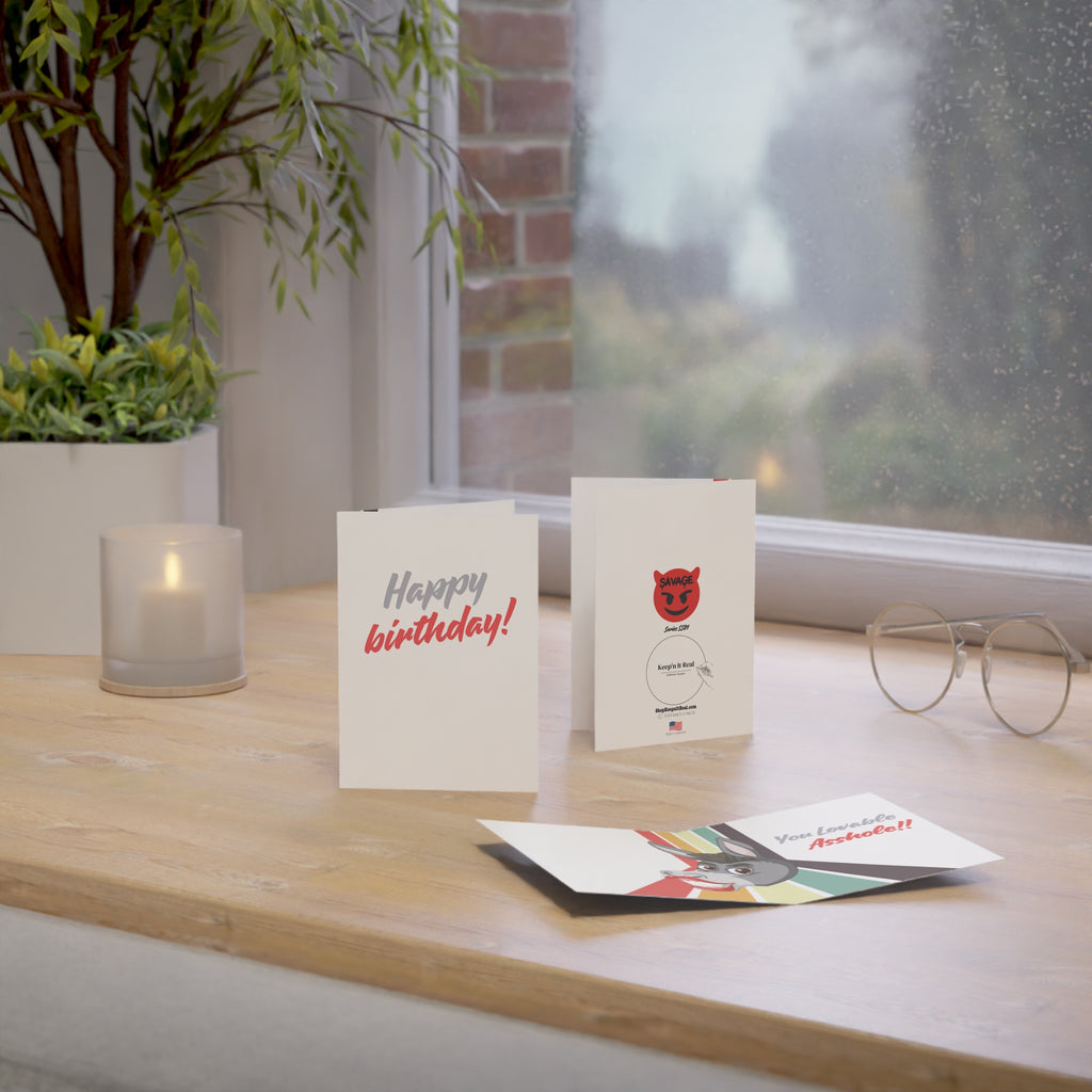 Greeting Card — "Happy Birthday!" ovable AssholeBold Script Single or Bulk PackL (1/10/30/50)