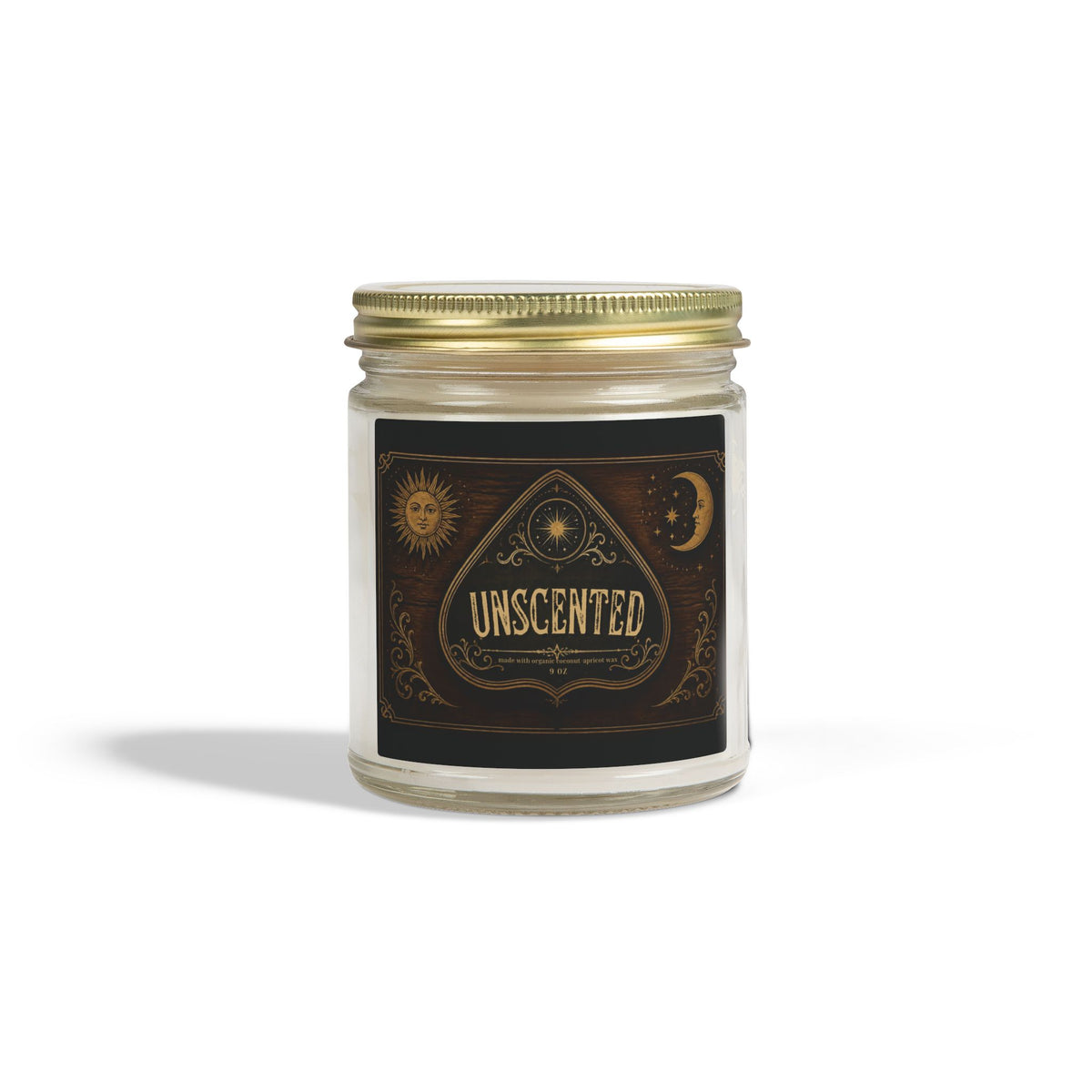 Unscented Coconut-Apricot Wax Candle — Ouija-Inspired Halloween Vibe (4oz & 9oz)
