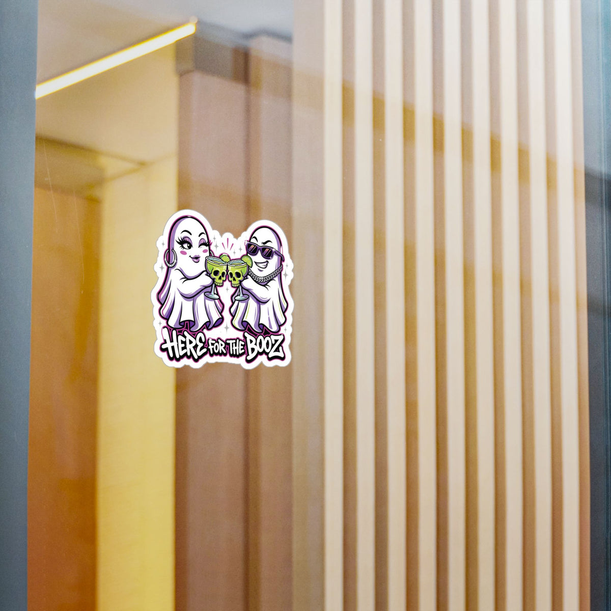 Here for the Booz Ghost Halloween Decal Sticker- Keep'n It Real