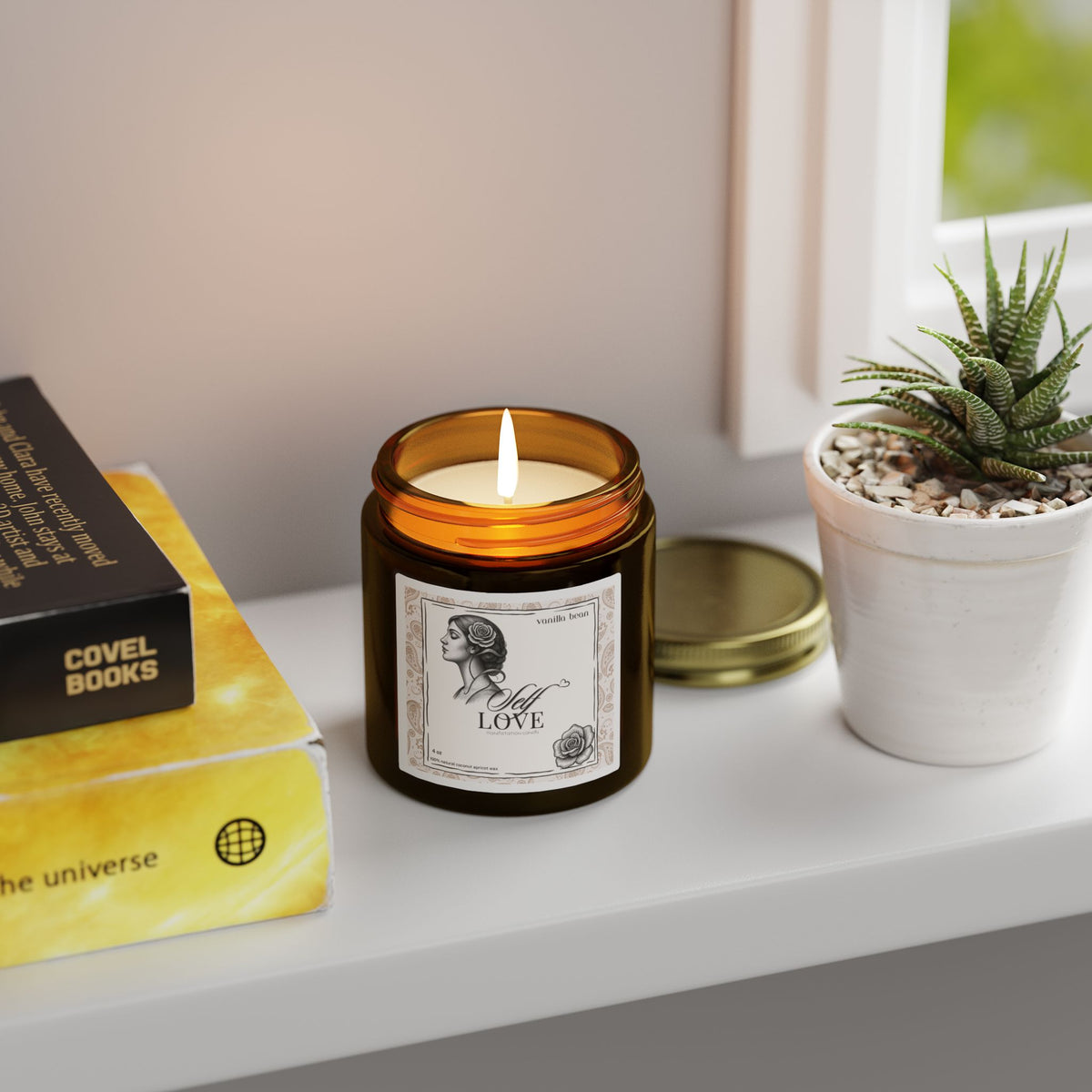 'Self Love' Manifestation Vanilla Bean Scented Candle — Coconut Apricot Wax (4oz/9oz)