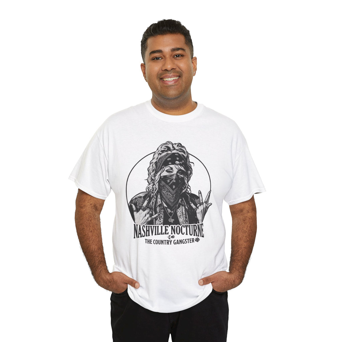 D.P. Collection Country Gangsta Hands Tee — "Nashville Nocturne" Graphic Shirt (Back: Gone But Not Forgotten)