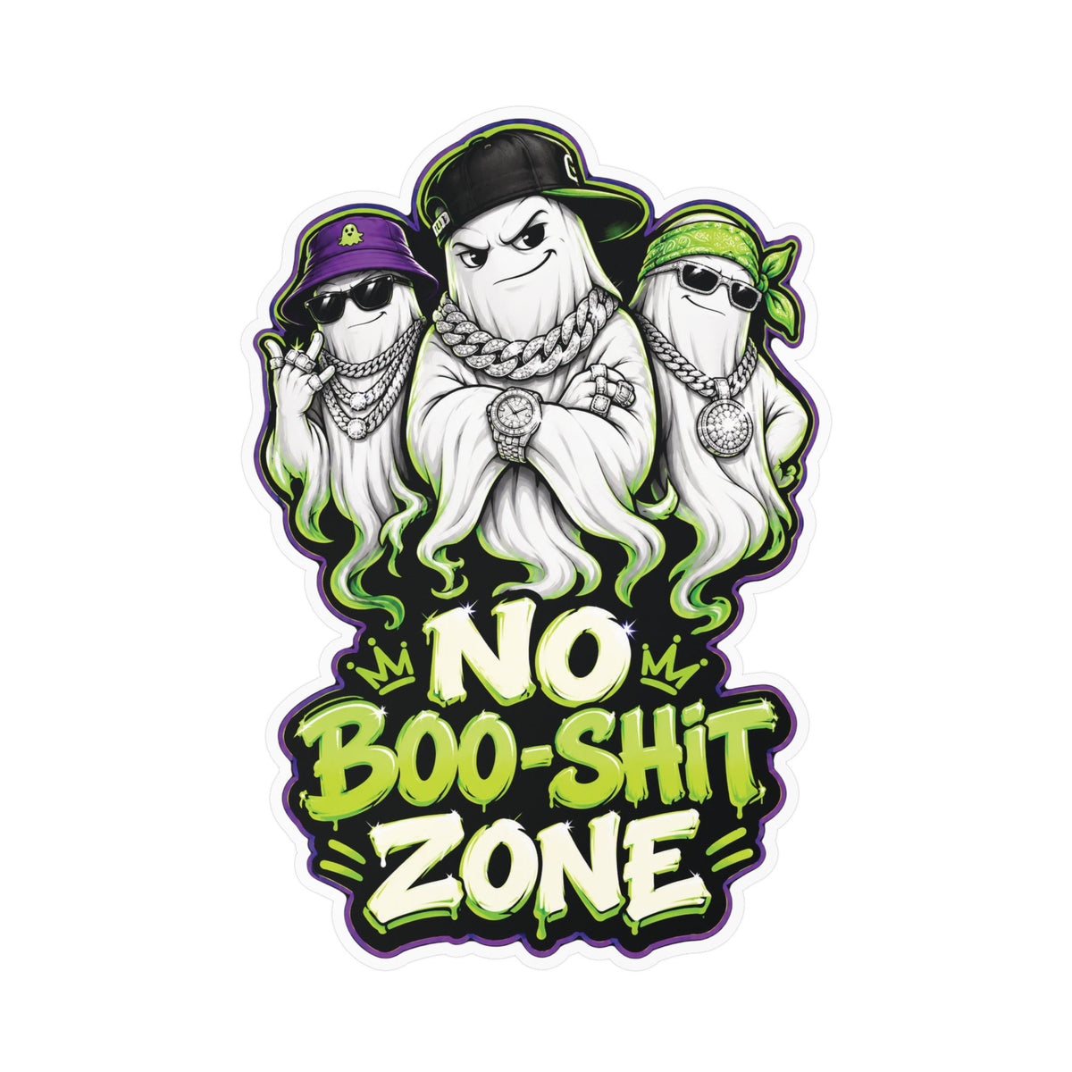 No Boo-Shit Zone Ghost Homiez Halloween Decal Sticker- Keep'n It Real