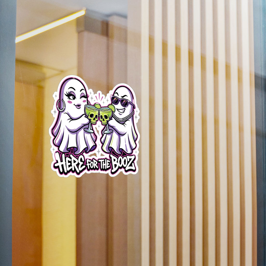 Here for the Booz Ghost Halloween Decal Sticker- Keep'n It Real