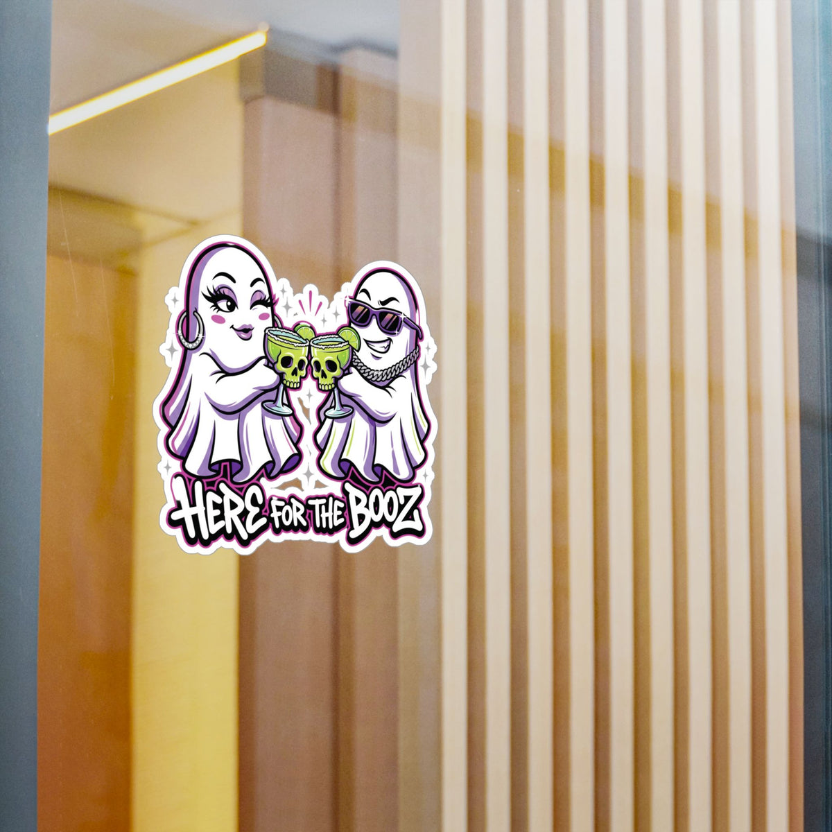 Here for the Booz Ghost Halloween Decal Sticker- Keep'n It Real