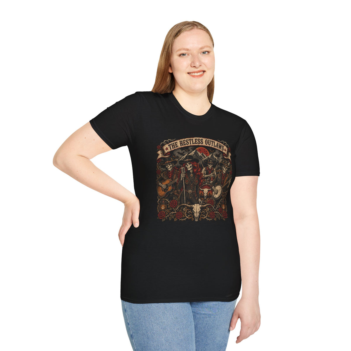 The Restless Outlaws Skeleton Band Halloween Tee | Keep’n It Real