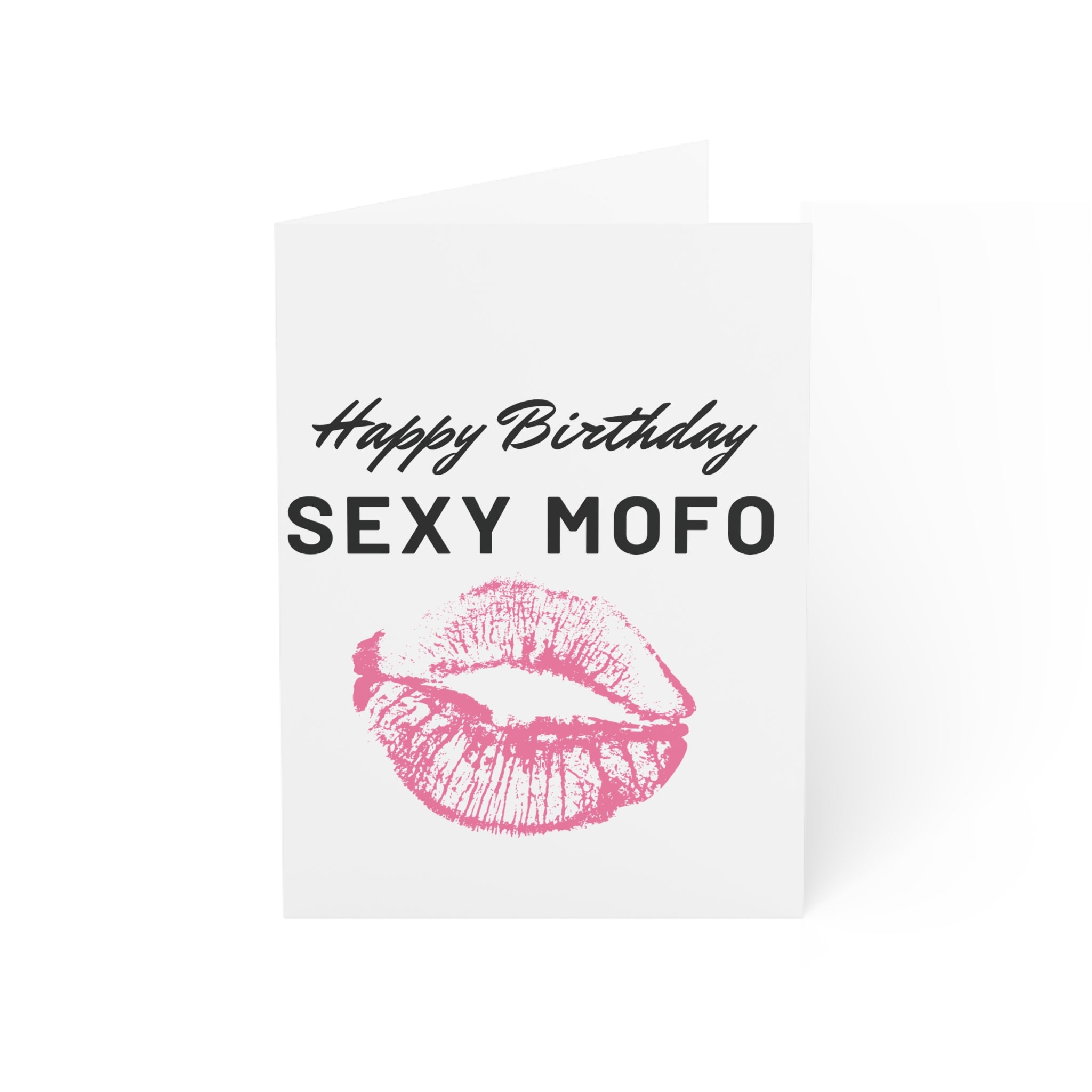 Birthday Greeting Card — “Happy Birthday Sexy Mofo” with Pink Lip Print