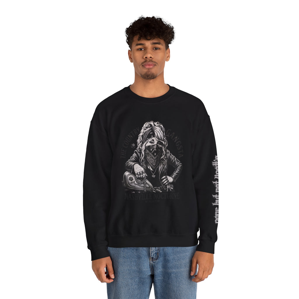 D.P. Nashville Nocturne Crewneck Sweatshirt — The Country Gangster Graphic Biker Pullover