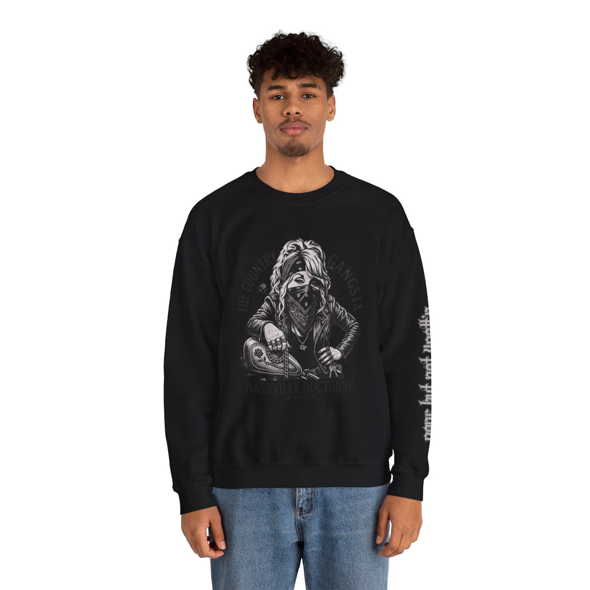 D.P. Nashville Nocturne Crewneck Sweatshirt — The Country Gangster Graphic Biker Pullover